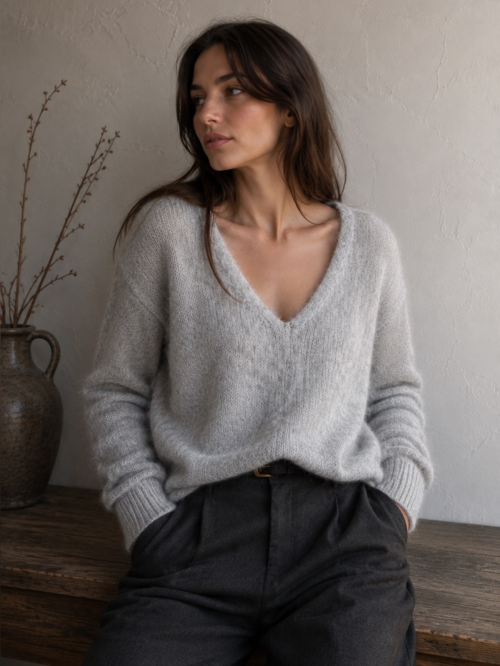 Free People Alpaca Wool Fuzzy Sweater Soft Girl Cozy Minimalist Sz XS